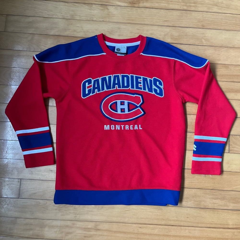 MightyMac Montreal Canadiens NHL Red Blue Pullover Sweatshirt Youth Medium 10-12